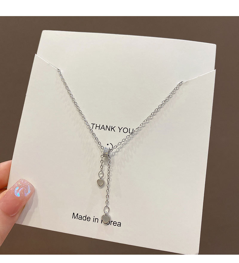 European and American light luxury heart-shaped mother-of-pearl titanium steel necklace, versatile for women, niche design sense collarbone chain, best-selling personalized accessory pic 16