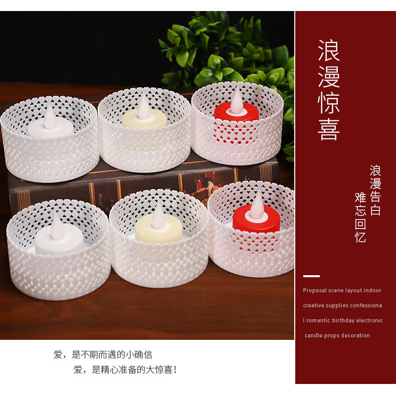 Amazon electronic candle hollowed-out candle lamp Birthday led romantic proposal atmosphere decoration mini night light pic 2