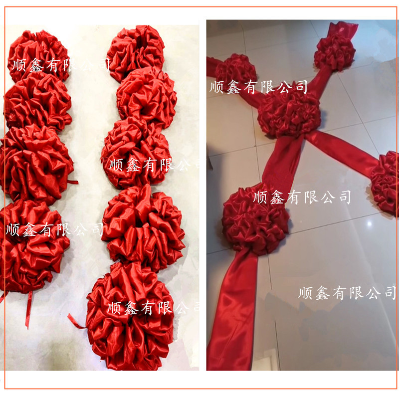 The opening ribbon-cutting ceremony of the advertisement is made of multicolor jacquard fabric. The wedding fabric is unveiled with a red silk cloth and a large red flower silk ribbon pic 17