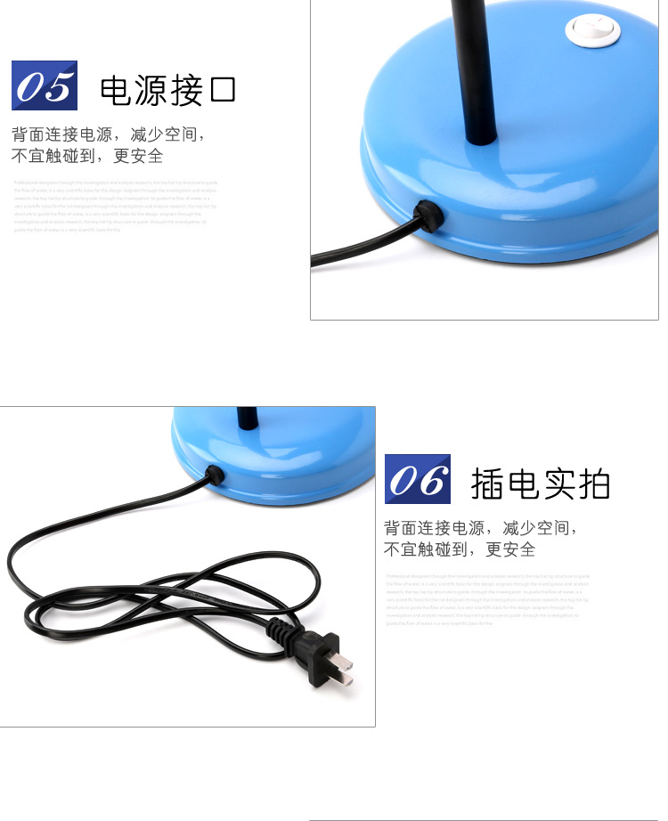 Metal desk lamp, eye-protecting desk, plug-in bedside lamp for college students, replaceable bulb, e27 screw-type old-fashioned lighting lamp pic 11