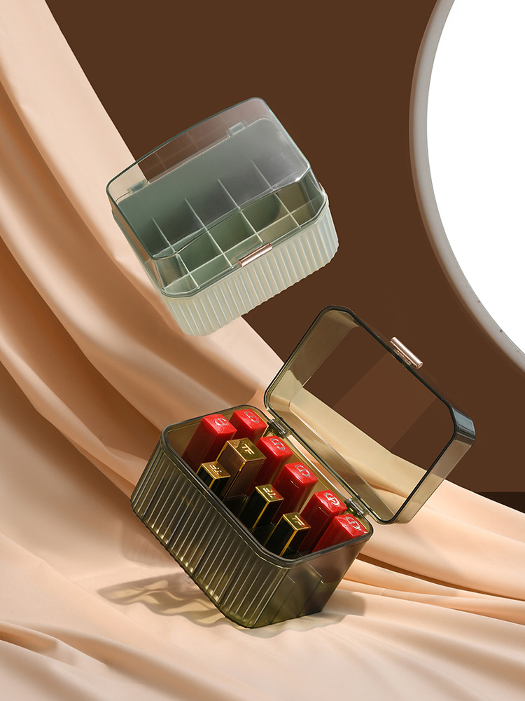 跨境好物梳妆台带盖轻奢高颜值通明口红收纳盒首饰整理箱厂家直销详情8