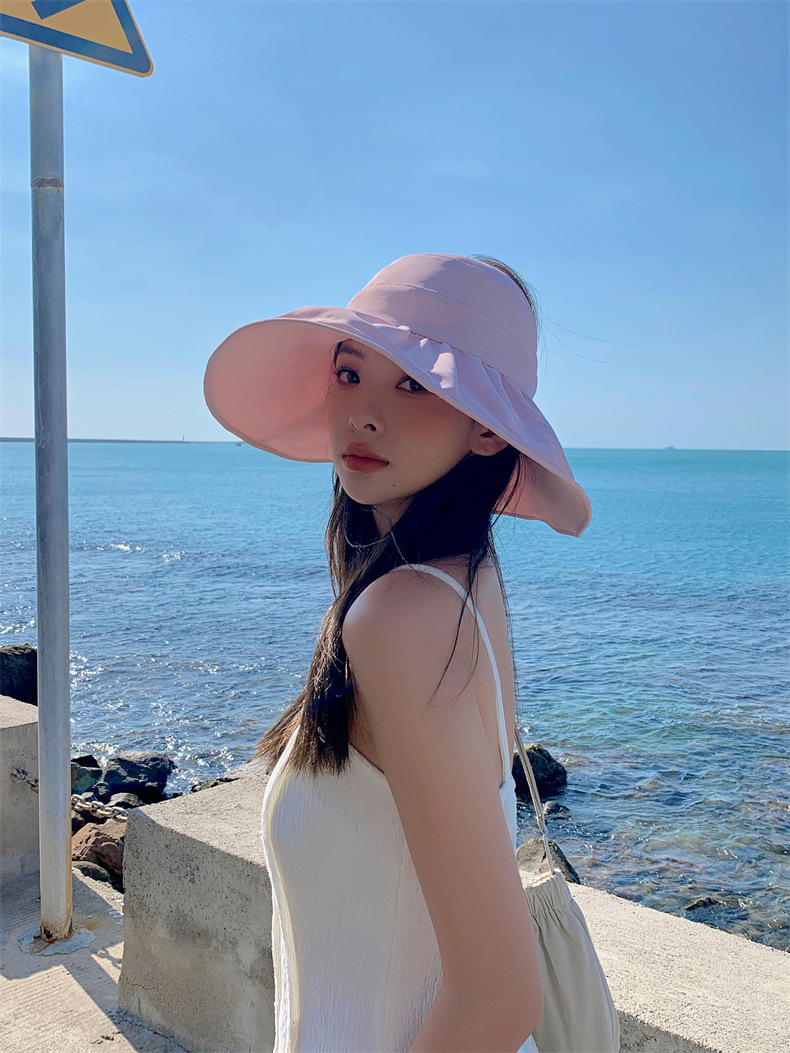 遮阳帽子女士夏季大沿防晒空顶帽户外可折叠运动防紫外线渔夫帽潮详情6