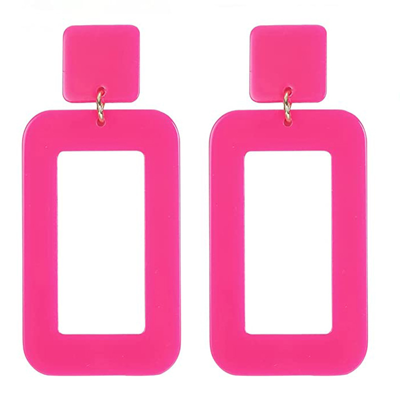 New cross-border earrings from Europe and America: Barbie pink best-selling set, rose red geometric versatile summer earrings for women with a vacation style pic 14