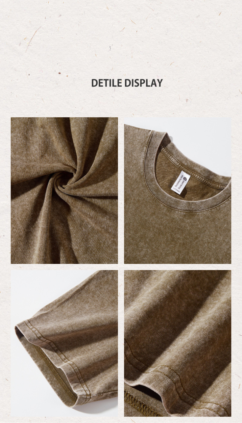 美式高街水洗做旧宽松纯棉男女夏季复古潮牌短袖 T 恤详情10