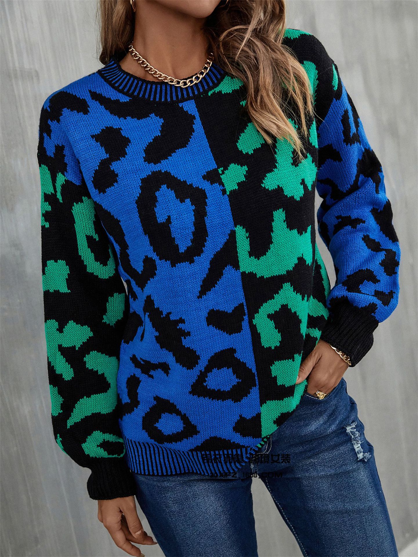 2025 primavera nuevo estilo europeo y americano de comercio exterior estilo de explosión amazon suéter leopardo patchwork mezcla jersey jersey jersey pic 14
