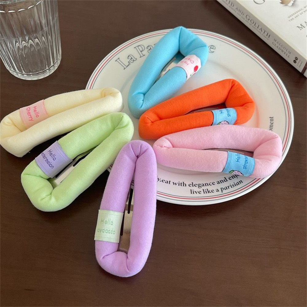 Cream-colored puffy sponge hair clips, cute large bangs clips, BB clips, makeup clips, hair clip edge clips, and teenage hair accessories pic 6