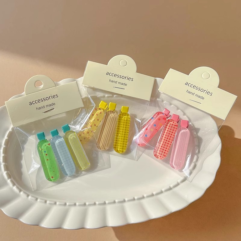 果冻格纹发夹女多巴胺彩色套装鸭嘴夹蝴蝶结碎发发卡侧边刘海边夹详情37