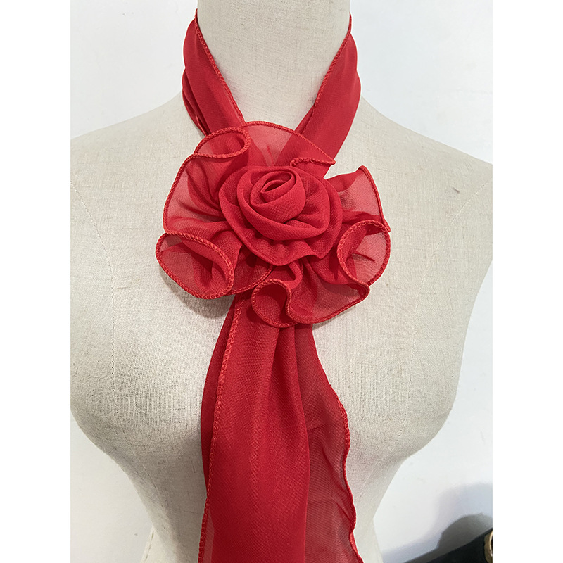 Spring and summer new long rose silk scarf for women square dance aunts, solid color decorative scarf, Douyin Kuaishou supply pic 2