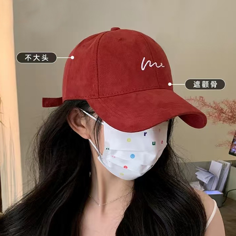 A Korean-style baseball cap that makes the face look smaller, with a wider brim for women to cover the cheekbones and a darker waistband. A sun hat with a red baseball cap for men pic 2