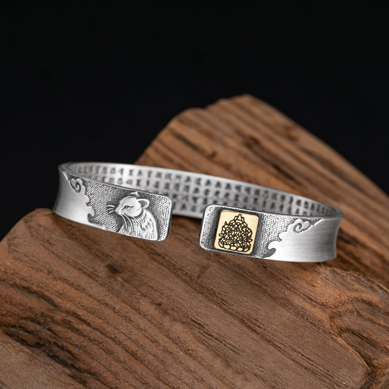 Hot-selling item: Twelve zodiac signs, eight Guardian Deities, zodiac Buddha silver-plated bracelet, aged and retro style, open Thai silver bracelet pic 11