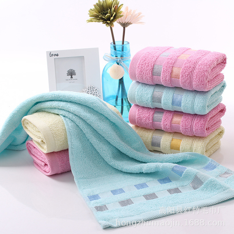 Factory wholesale pure cotton thickened checkered towels, absorbent household daily face towels, gift customization logo pic 51