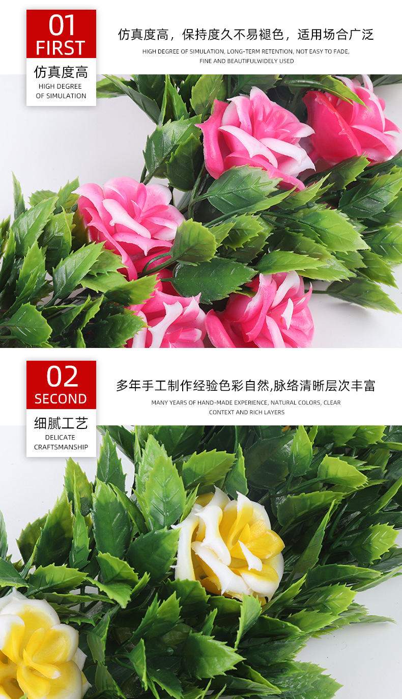 New in-stock flower wreath, grass ring, country-style American pendant decoration factory wholesale cross-border large simulation flower wreath pic 6