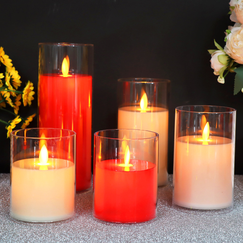 Wholesale acrylic cup electronic candle simulation swing Christmas concert birthday wedding decoration glass candles pic 2