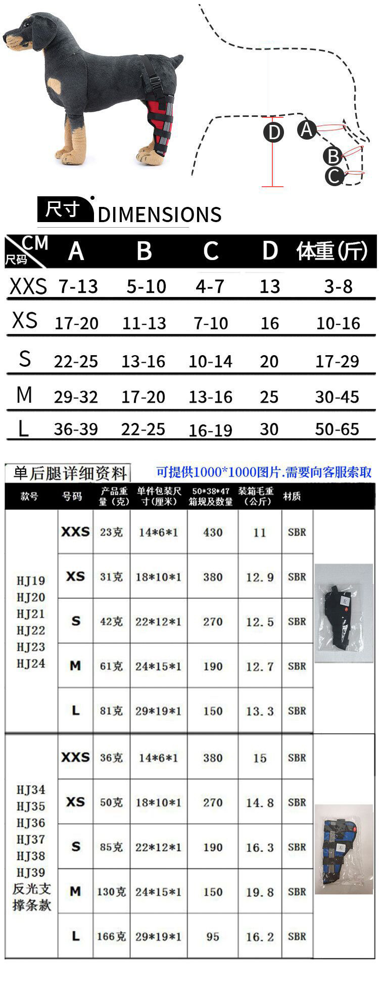 跨境狗狗用品手术后康复后腿护脚狗狗术后行走辅助狗护膝固定支撑详情1