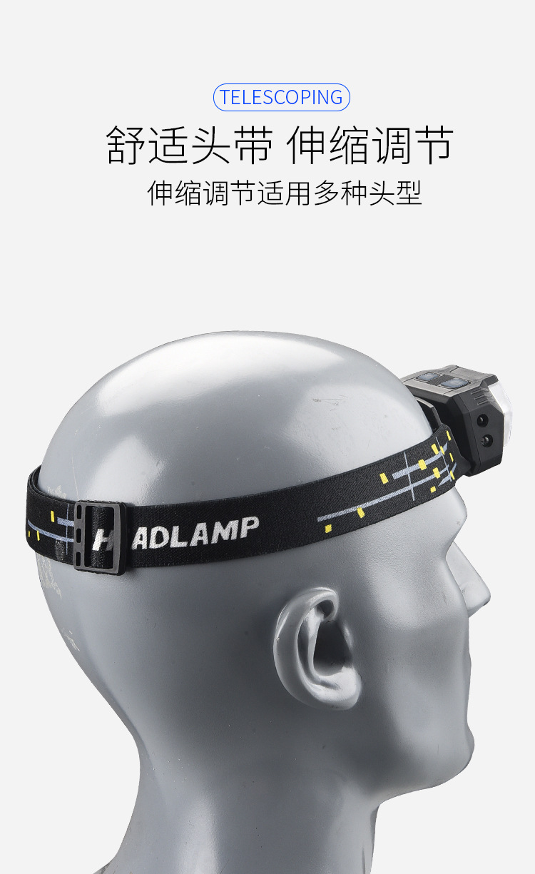 High-intensity sensor headlamp for fishing, camping, hiking, charging, ultra-bright and ultra-long battery life, head-mounted lighting flashlight pic 15