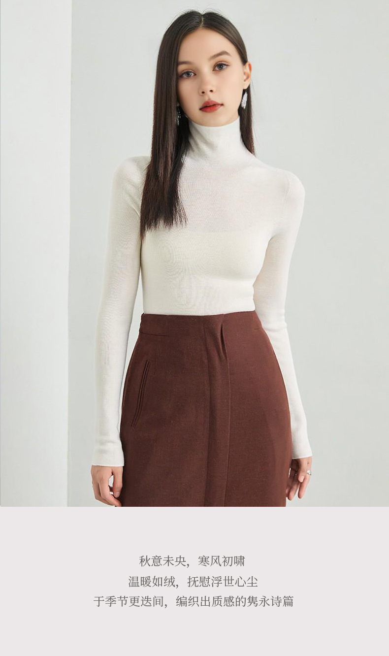 100% wool high-neck base layer shirt, a new bestseller for autumn and winter, versatile and stylish. Pair it with a long-sleeved knitted sweater and top for women pic 2