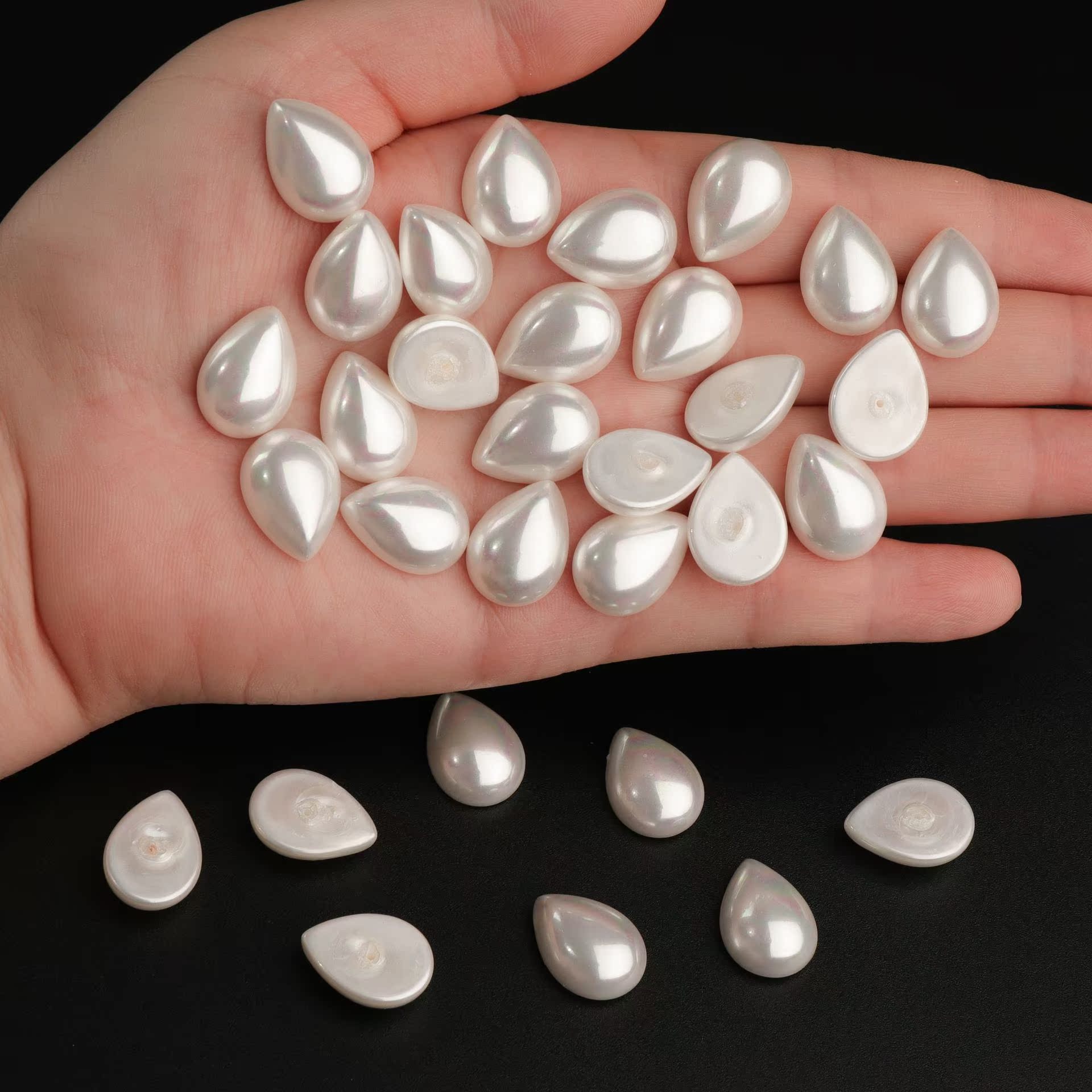 Factory direct supply of large quantities of shell, pearl, water drop, half-sided shell, pearl DIY jewelry, button accessories, loose beads wholesale pic 1