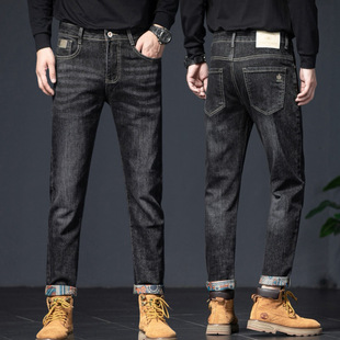 2024秋冬季新款牛仔裤男士宽松直筒休闲百搭四季大码长裤加绒可选详情2
