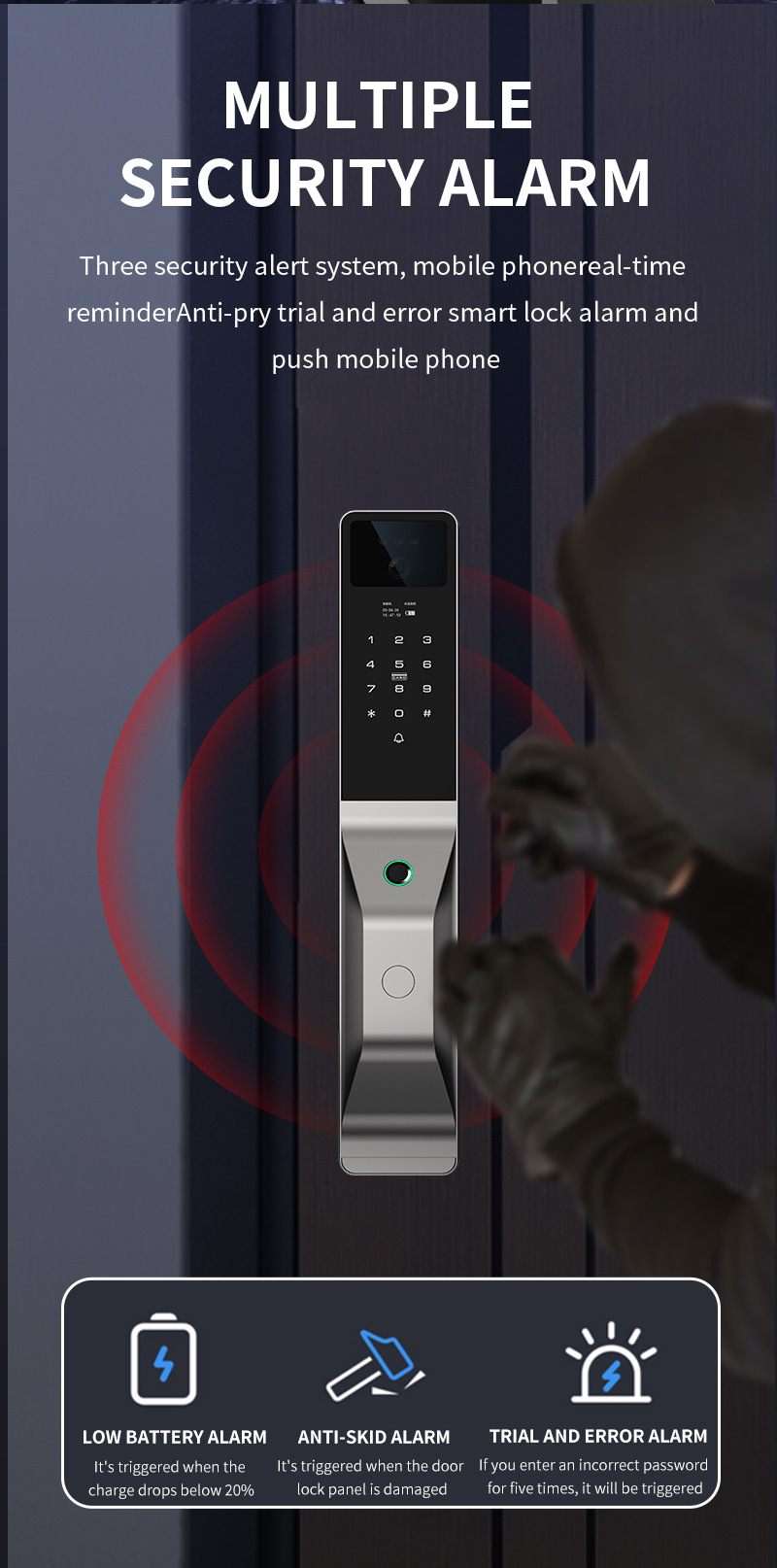 Graffiti fully automatic fingerprint lock, household security door, password lock, facial recognition smart lock, remote electronic lock pic 7