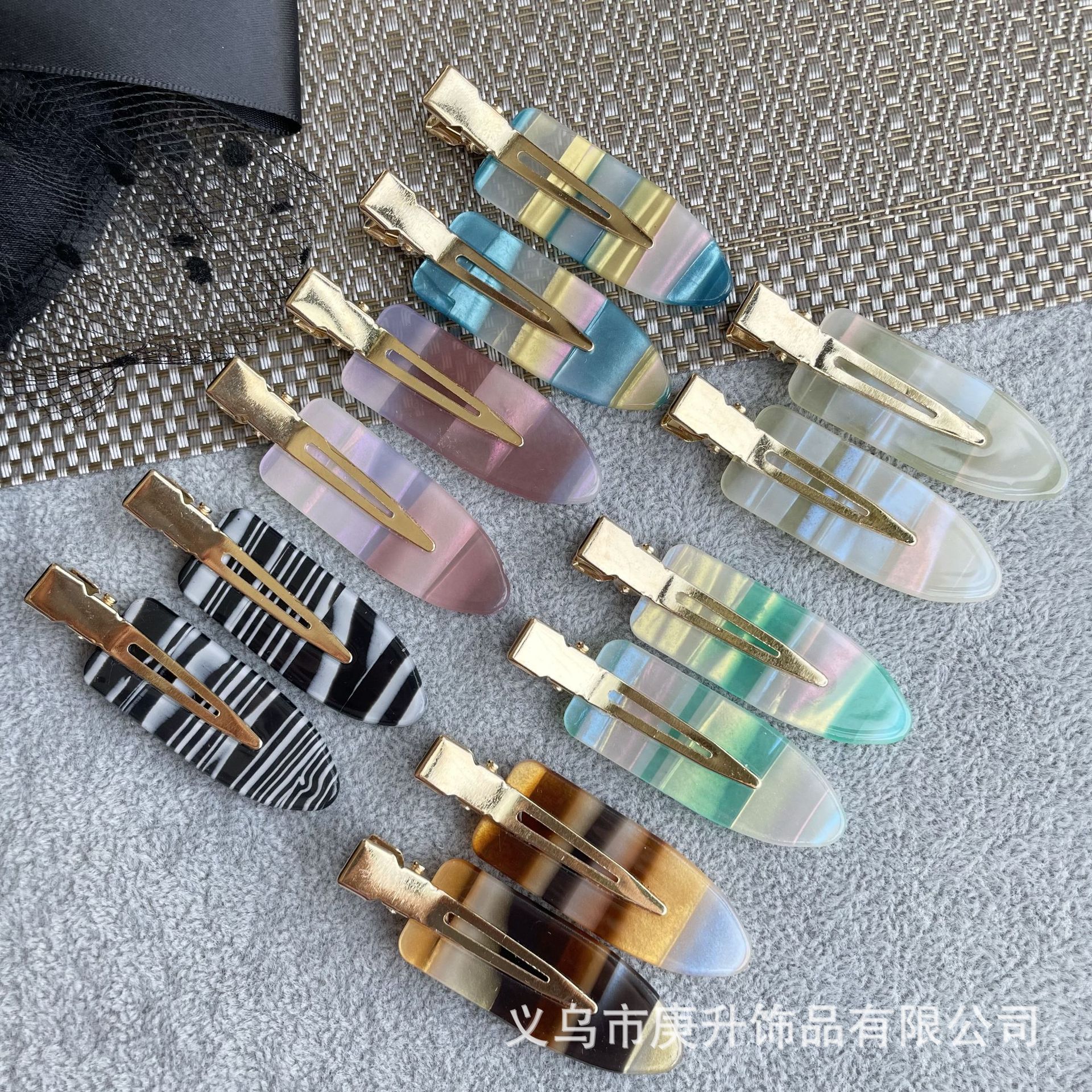 现货批发醋酸发夹侧边刘海夹无痕发卡女夏季网红化妆鸭嘴夹子头饰详情3