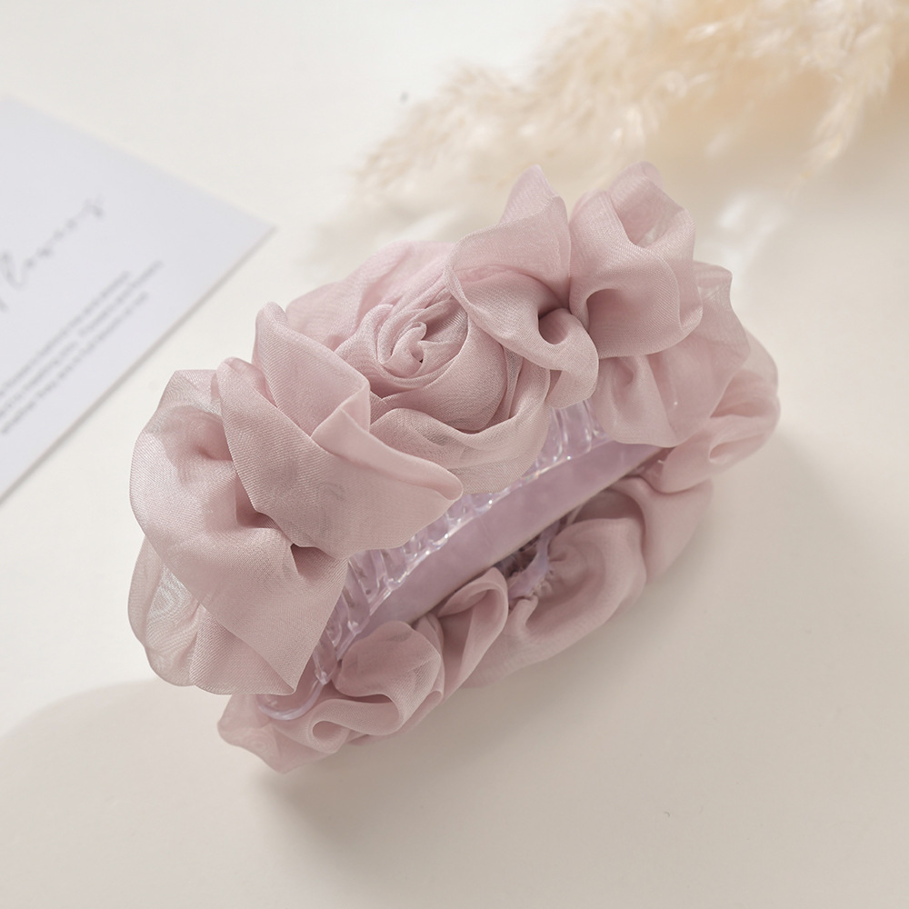 Summer new super fairy mesh large hair clip, versatile pleated headwear, shark clip, back of the head, updo hair clip wholesale pic 3