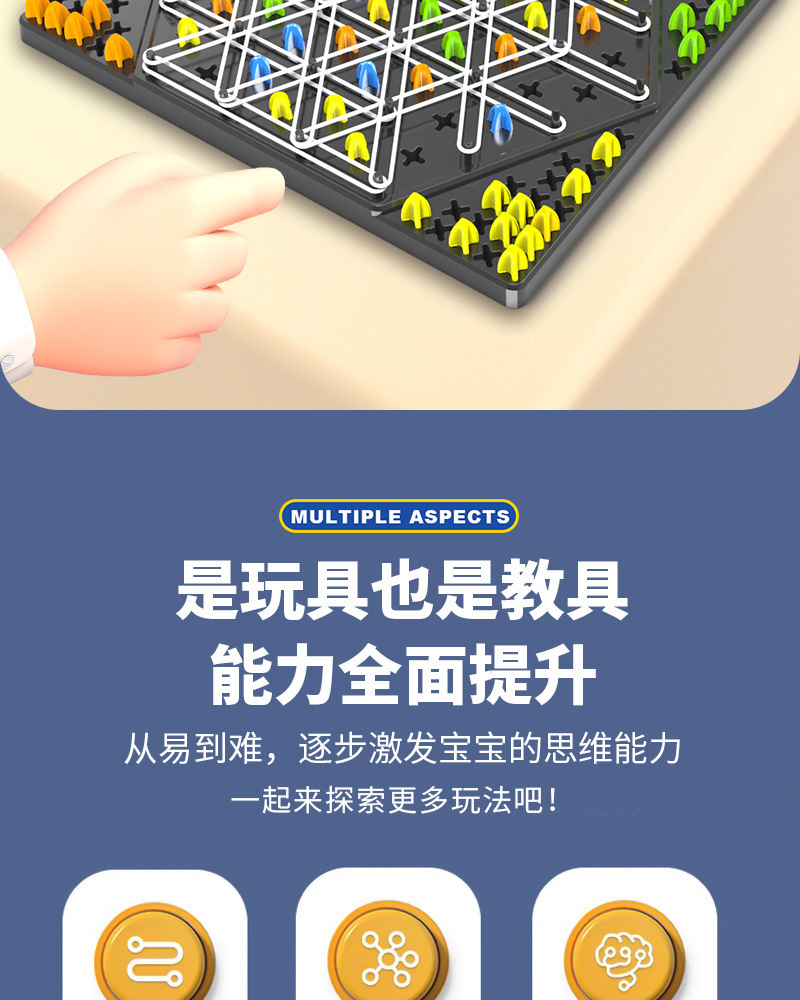 跨境几何连锁棋桌面游戏橡皮筋三角形幼儿园儿童逻辑思维益智玩具详情2