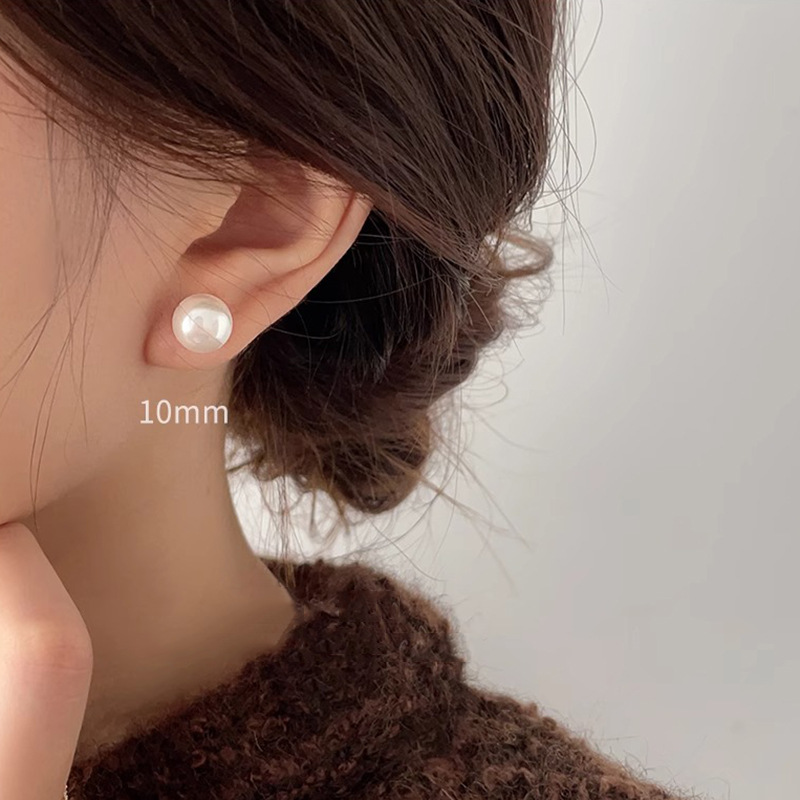 Shi Family Steamed Bun Pink Light Milk White Pearl Stud Earrings S925, pure silver needle, a niche high-end style, versatile new earrings pic 7