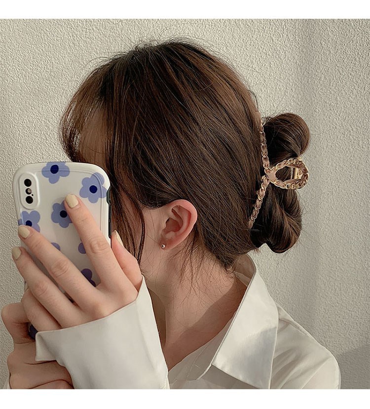 韩国ins金属复古网红链条抓夹优雅气质后脑勺发夹少女鲨鱼夹发卡详情6