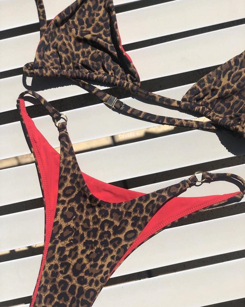 2019 Bestseller Three-point Bikini Sexy leopard Print Swimsuit Cross-border Export Exclusive Set 76211 pic 5
