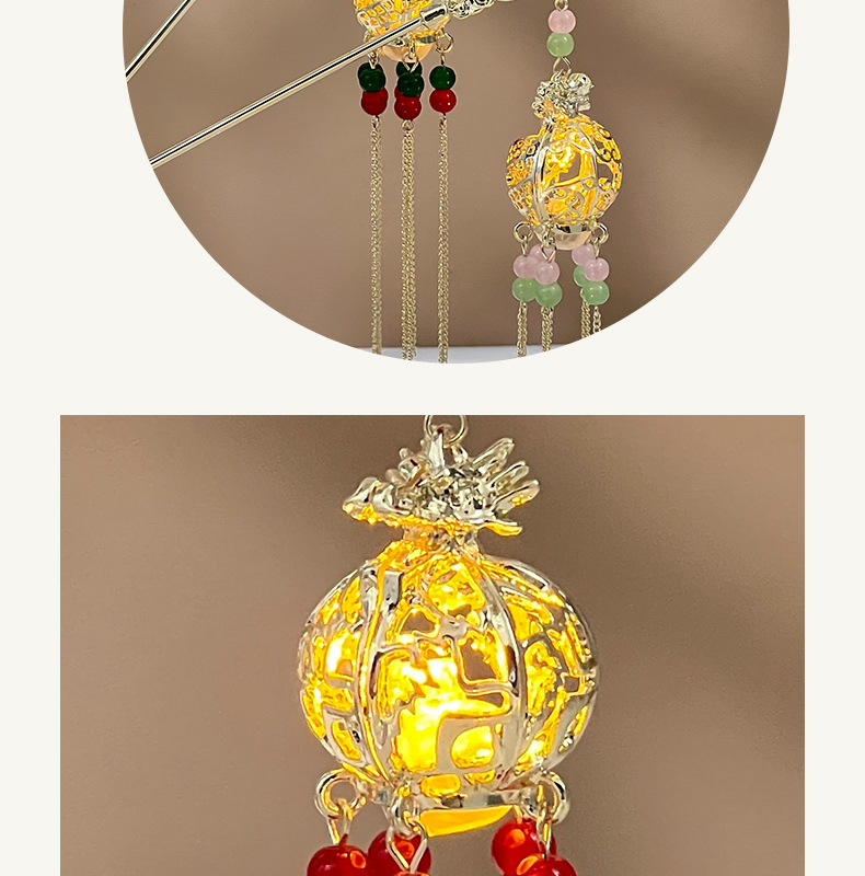 古风发簪流苏发光龙灯笼簪子挽发宫廷仙气头饰日常气质百搭发饰品详情7