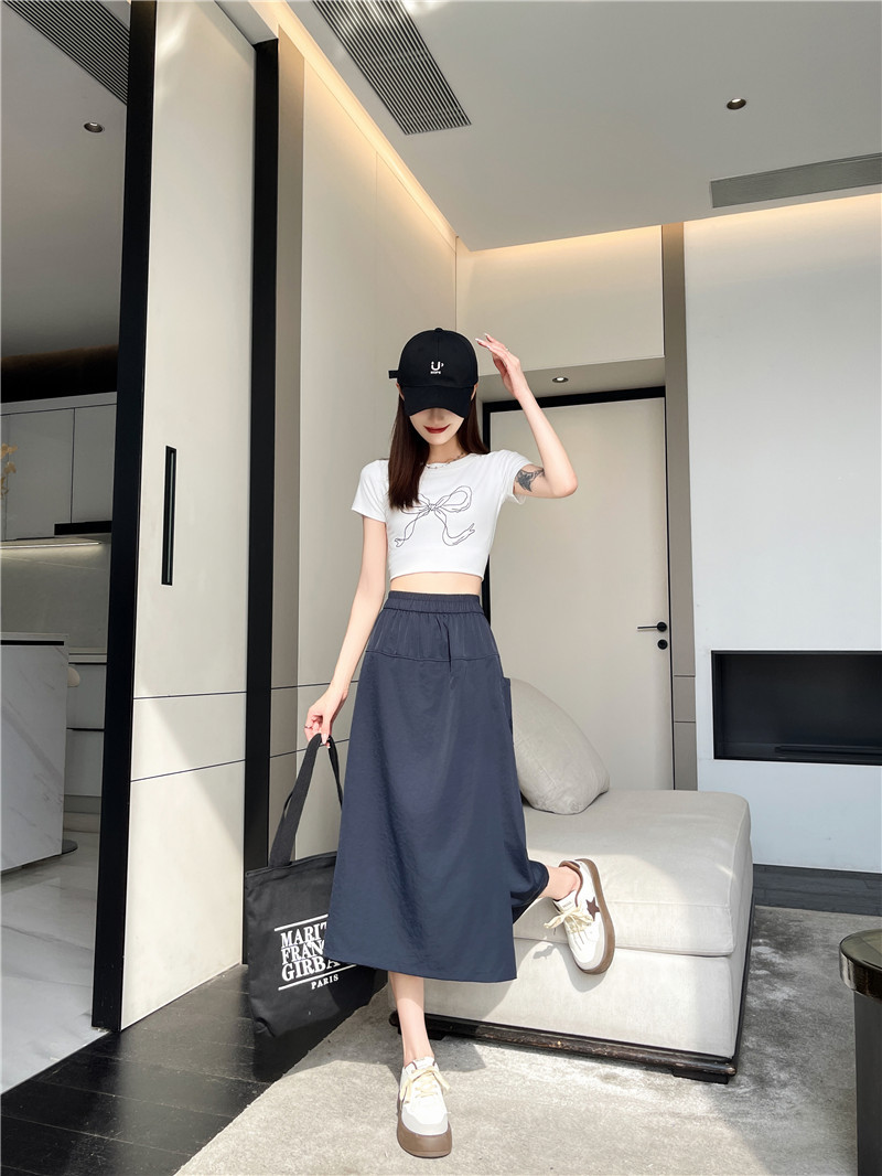 藏青工装裙裤女夏季2024新款山本裤裙半身裙七分阔腿裤子 pic 5