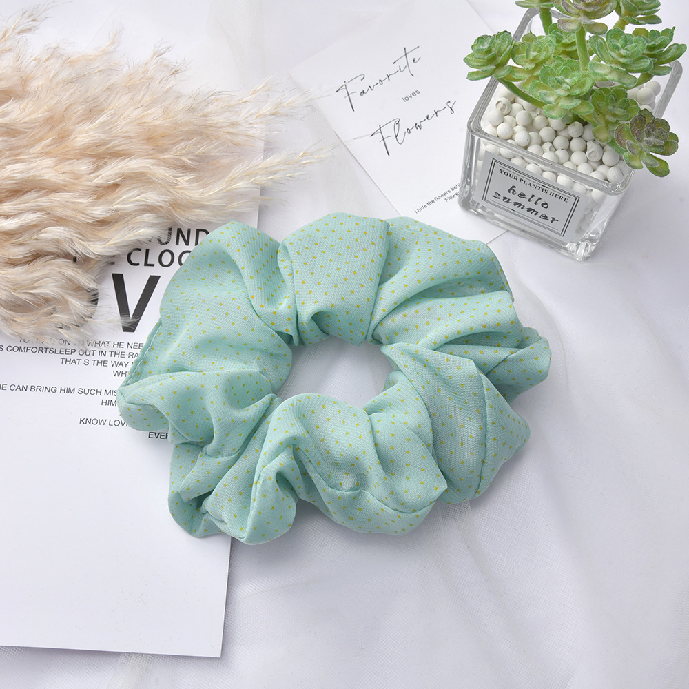 Fresh and sweet large intestine hair band, versatile and simple solid color polka dot hair accessory, forest-style ins hair accessory wholesale pic 5