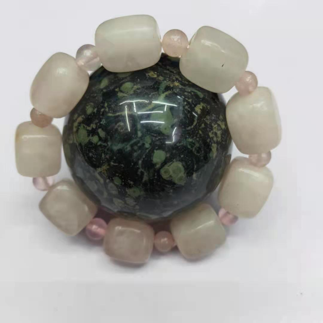 Factory wholesale of natural square rose quartz irregular combination bracelets, diy rose quartz bracelets, Buddhist prayer beads and fortune-changing jewelry pic 3