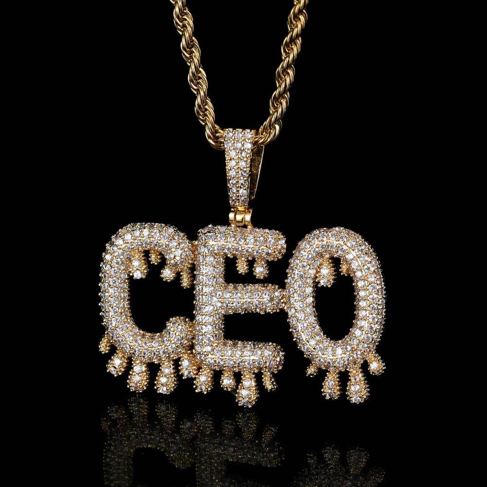 A new hip-hop fine water drop English letter patchwork pendant with micro-inlaid zircon and personalized creative letter necklace from Europe and America pic 15