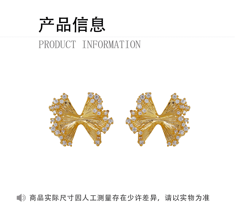 Hyacinth exaggerated design sense zircon pleated bow stud earrings, niche style, light luxury and high-end feel, versatile daily earrings pic 3