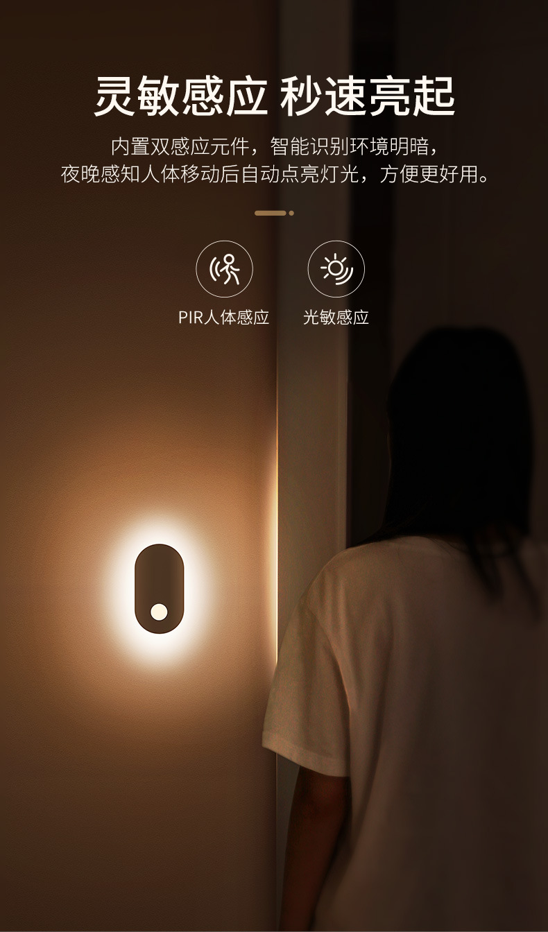 Sunshine Human Body Sensing Lazy person entrance light, Smart Eye Protection Smart Night Light, Creative magnetic corridor light pic 4
