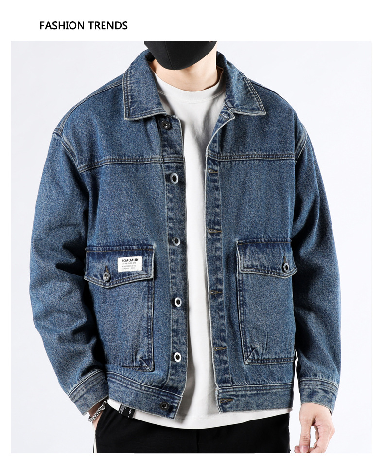 2023年秋季新款牛仔外套男士宽松潮牌帅气牛仔衣纯棉男工装夹克潮详情22