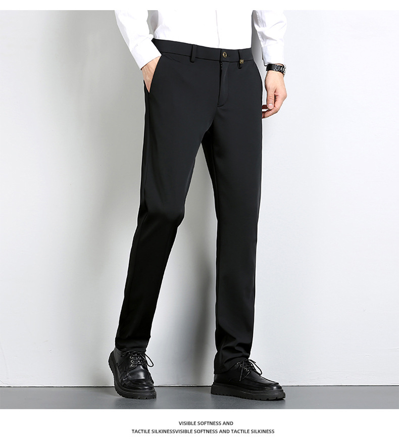 High-end business casual pants for men 2022 autumn and winter, thickened long pants, youth straight, elastic, wrinkle-free and drape dress pants pic 31
