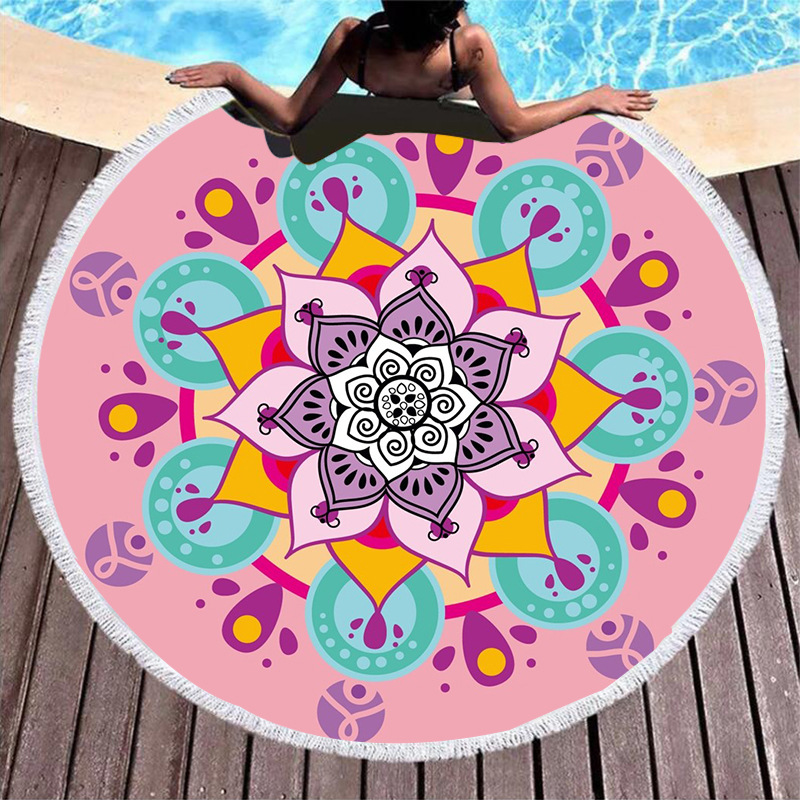 Cross-border microfiber printed beach towels, custom-made printed swimming sweat-wiping beach seat covers, bath towels pic 4