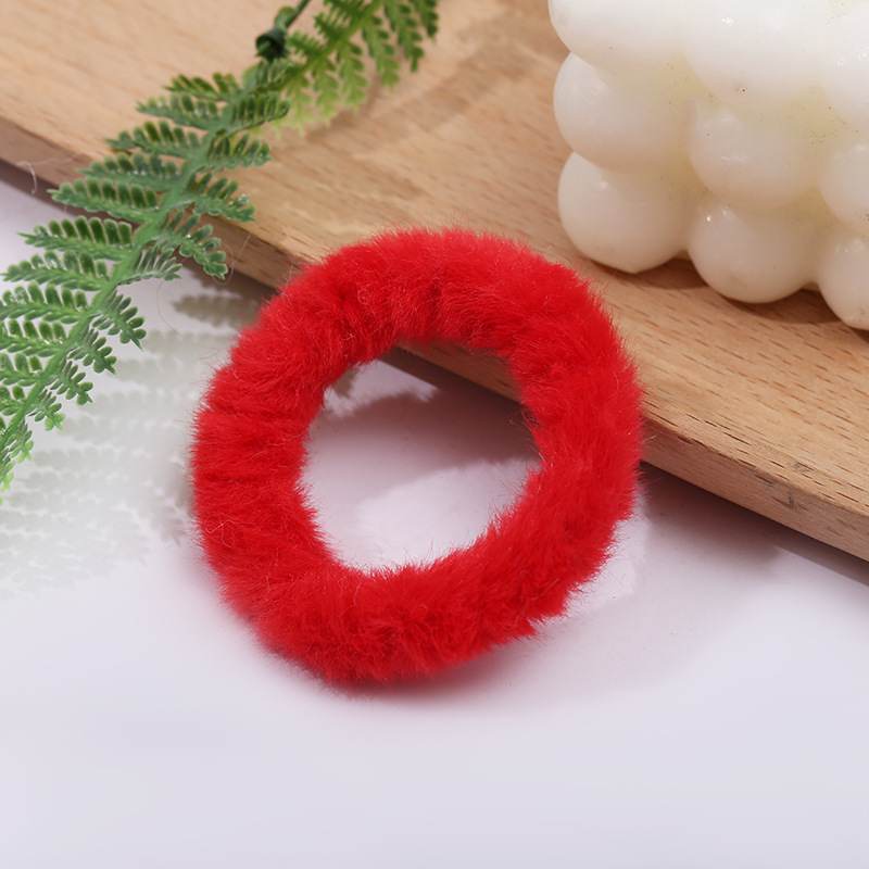 Korean style hair bands, simple autumn and winter plush bun hair ties, fashionable candy-colored sweet hair tie hair accessories wholesale pic 13
