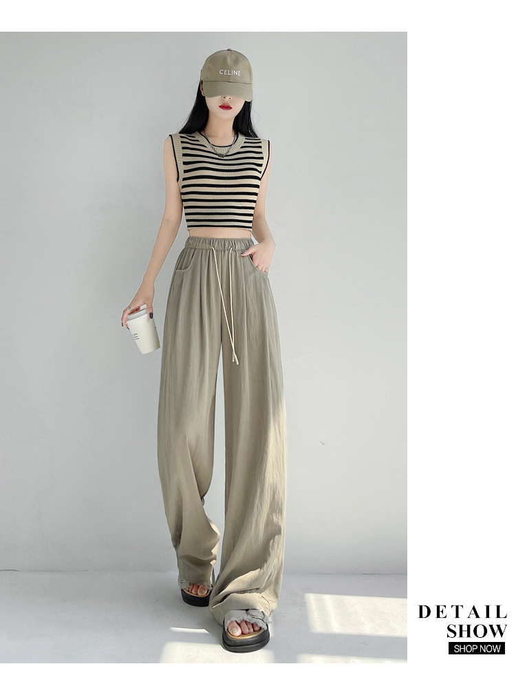 冰丝山本休闲裤女2024夏季新款高腰宽松直筒防晒垂感日系阔腿裤潮详情59
