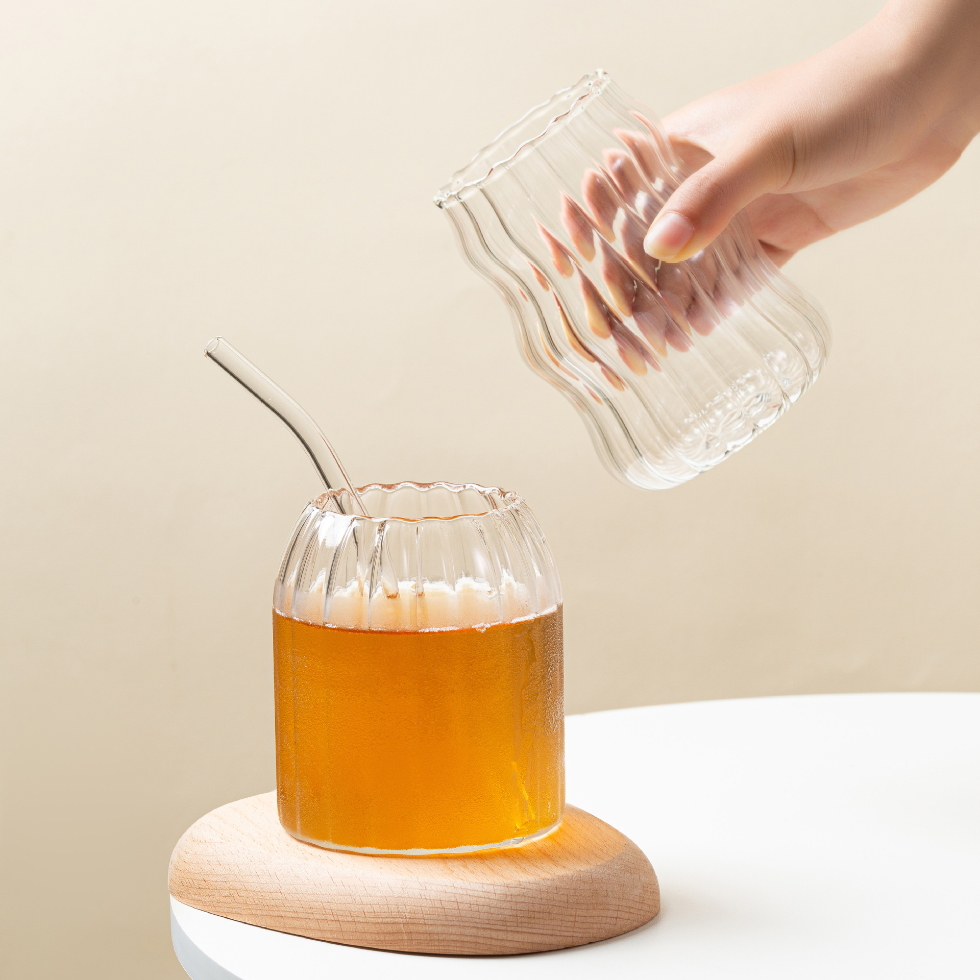 ins风皮革手提玻璃花瓶简约花器家居装饰品收纳摆件烛台水培花瓶详情4