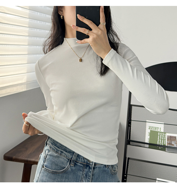 深灰色打底衫内搭小立领棉长袖t恤女黑色半高领初秋早秋上衣女潮详情16