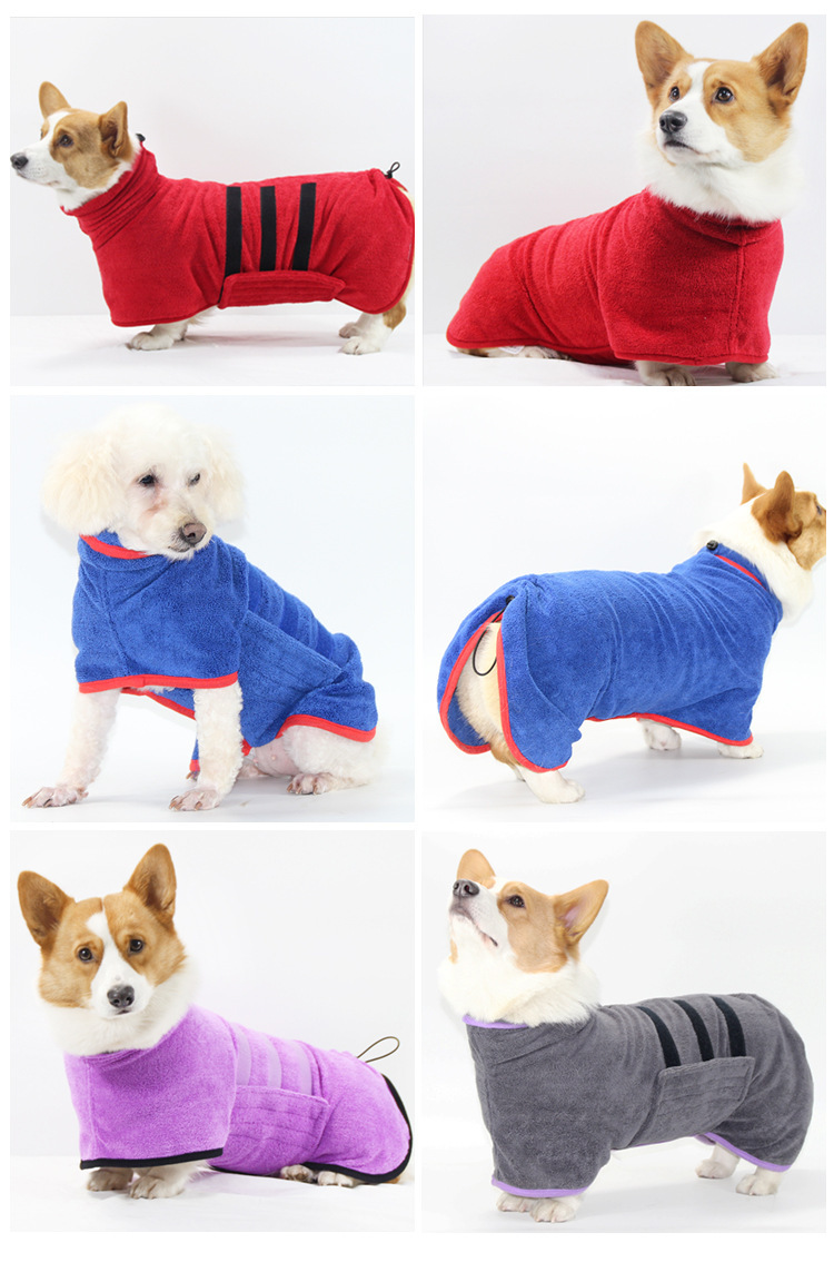 Pet bathrobes, quick-drying absorbent dog clothes, ultra-fine fiber, fashionable and cute dog bath towels, pet clothing and supplies pic 5