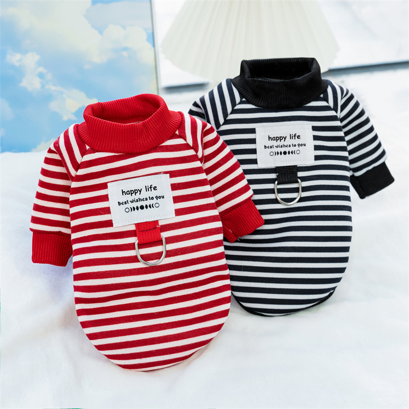 Pet autumn and winter warm striped sweatshirts, Teddy bichon Frise dog and cat clothes, small and medium-sized dog manufacturer wholesale supplies pic 1