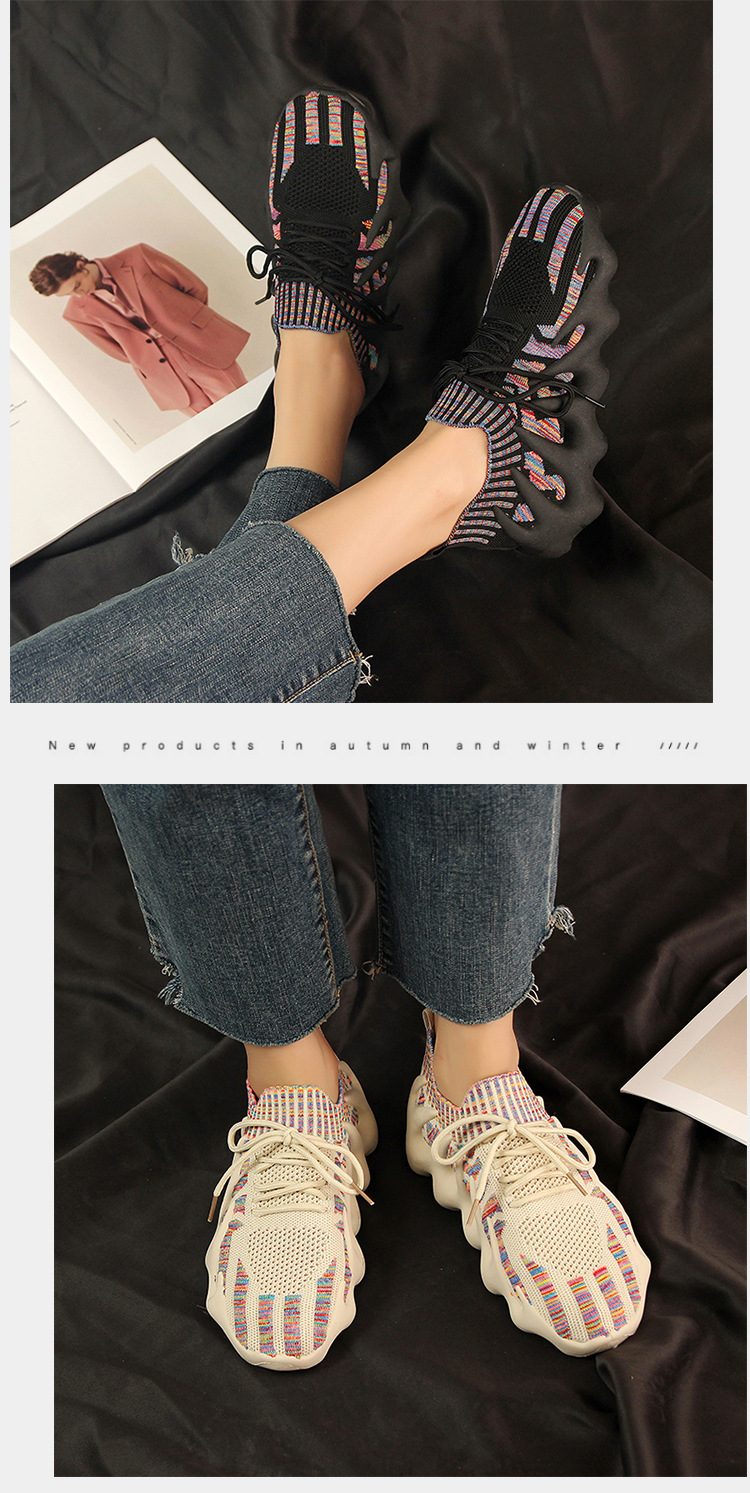 飞织椰子鞋女夏季薄款老爹透气八爪鱼火山袜子鞋休闲跑步运动女鞋详情12