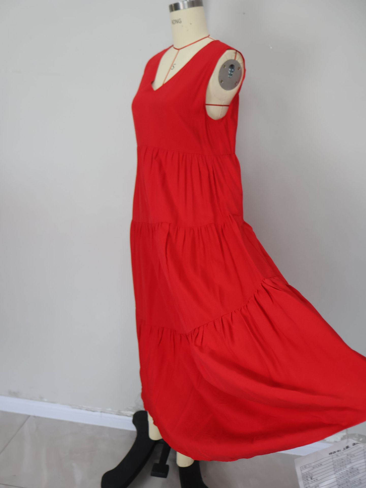 Women's dress 2024 New elegant holiday solid color V-neck layered patchwork hem loose dress cake dress pic 44