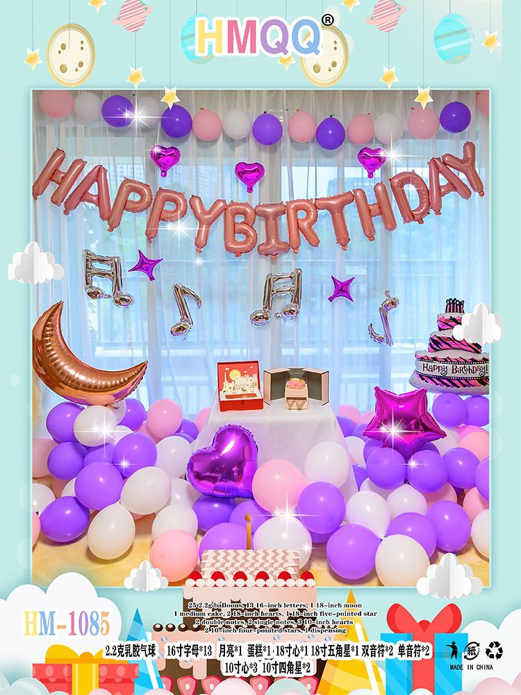 生日快乐装饰气球成人生日派对场景布置惊喜女孩男孩背景墙道具详情21