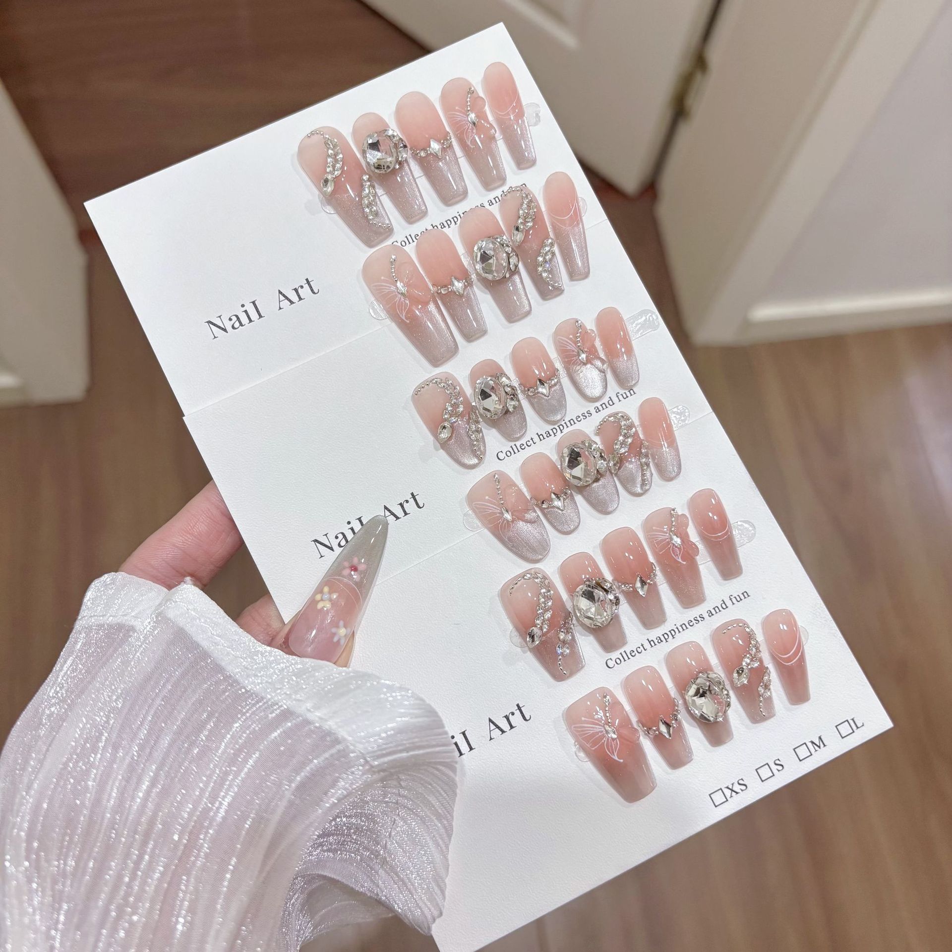 Jx高级感穿戴甲片夏季清新猫眼穿戴美甲贴恋爱三重奏（绿嘟嘟）详情13