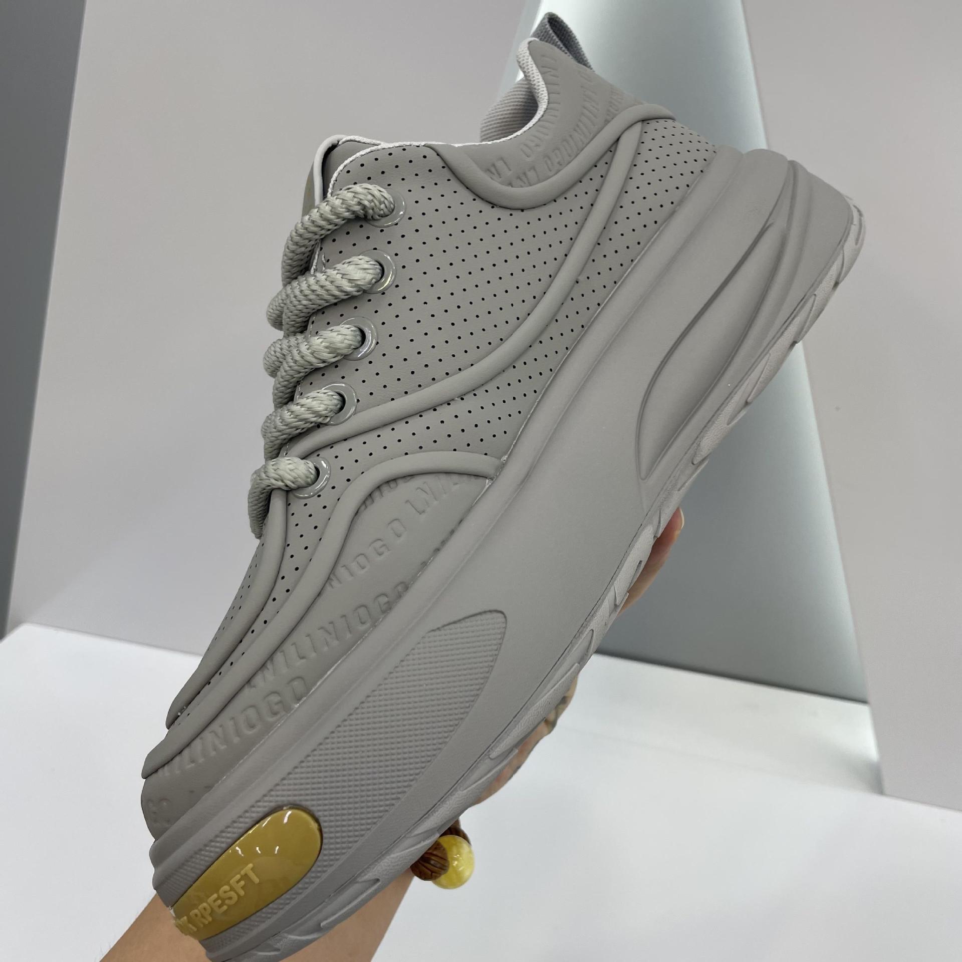 秋季新款男鞋系带低帮跑步鞋潮流鞋子增高印花时尚透气老爹鞋软底详情20